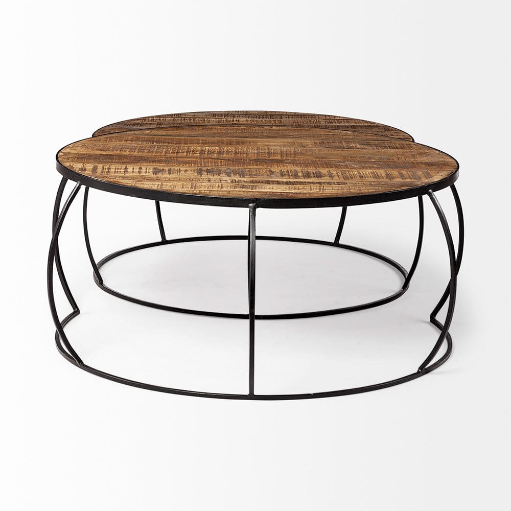Mercana - Clapp I 41" & 38" Round Brown Wood Top Black Iron Base Nesting Coffee Tables (Set of 2) - 50350_CLOSEOUT view 4