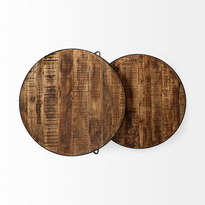 Mercana - Clapp I 41" & 38" Round Brown Wood Top Black Iron Base Nesting Coffee Tables (Set of 2) - 50350_CLOSEOUT view 7