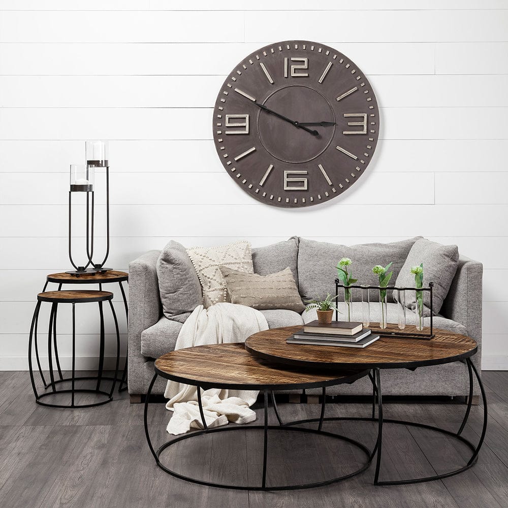 Mercana - Clapp I 41" & 38" Round Brown Wood Top Black Iron Base Nesting Coffee Tables (Set of 2) - 50350_CLOSEOUT view 13