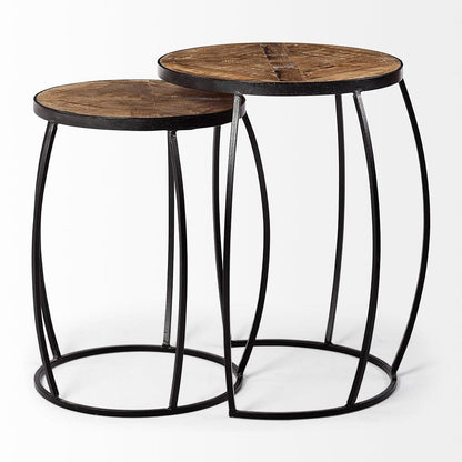 Mercana - Clapp III 20L x 20W Brown Round Wood Top W/ Black Metal Frame Nesting Accent Tables (Set of 2) - 50472 view 5