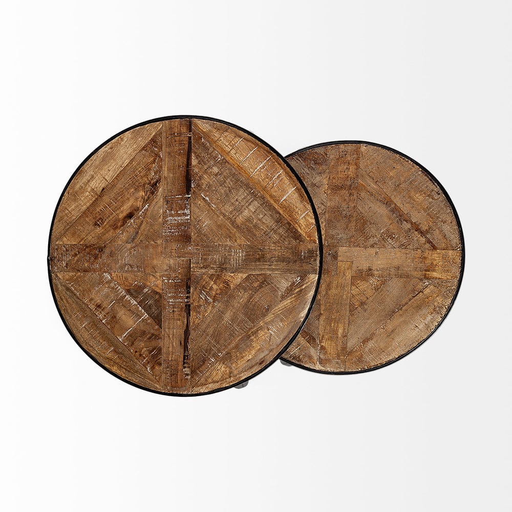 Mercana - Clapp III 20L x 20W Brown Round Wood Top W/ Black Metal Frame Nesting Accent Tables (Set of 2) - 50472 view 7