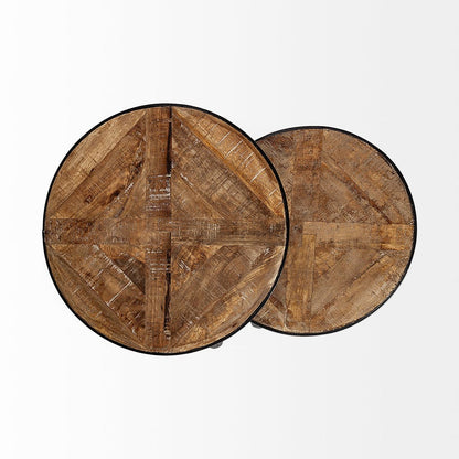 Mercana - Clapp III 20L x 20W Brown Round Wood Top W/ Black Metal Frame Nesting Accent Tables (Set of 2) - 50472 view 7