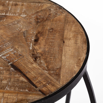 Mercana - Clapp III 20L x 20W Brown Round Wood Top W/ Black Metal Frame Nesting Accent Tables (Set of 2) - 50472 view 10