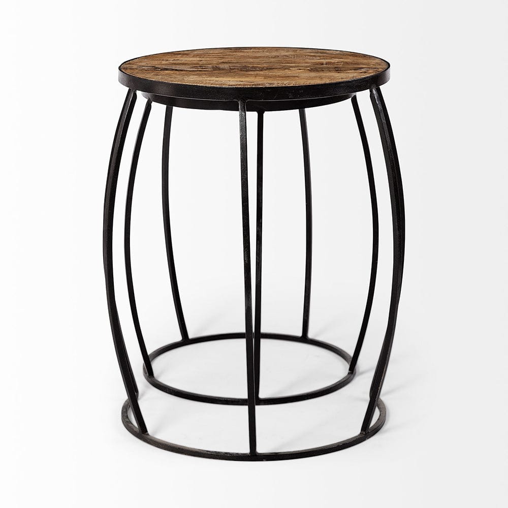Mercana - Clapp IV 20L x 20W Brown Round Wood Top W/ Black Iron Frame Nesting Accent Tables (Set of 2) - 50473 view 5