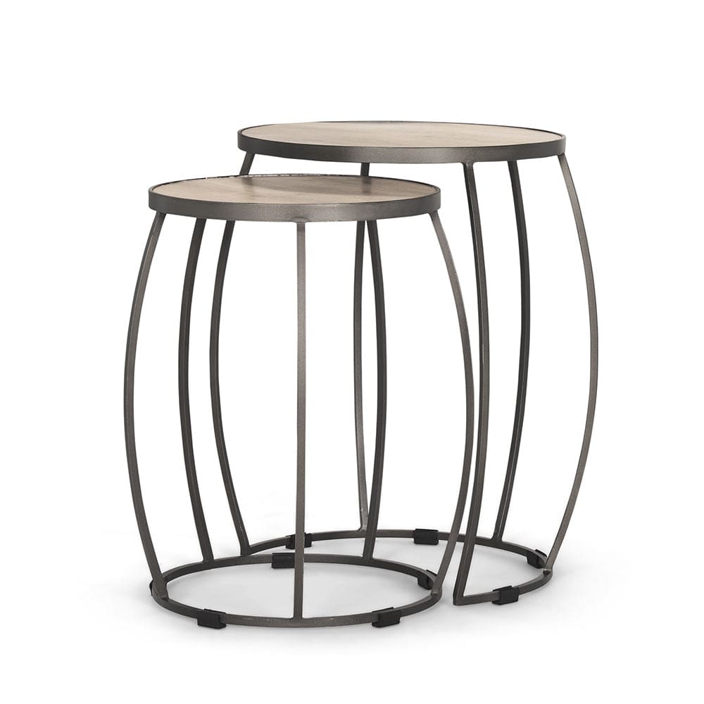 Mercana - Clapp Round Light Brown W/ White Wash Wood and Silver Metal Nesting Accent Tables (Set of 2) - 70595 view 1