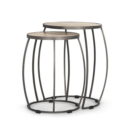 Mercana - Clapp Round Light Brown W/ White Wash Wood and Silver Metal Nesting Accent Tables (Set of 2) - 70595 view 1