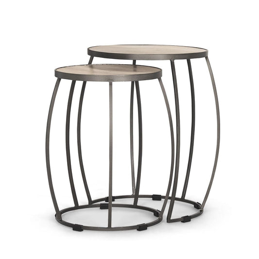 Mercana - Clapp Round Light Brown W/ White Wash Wood and Silver Metal Nesting Accent Tables (Set of 2) - 70595 view 1