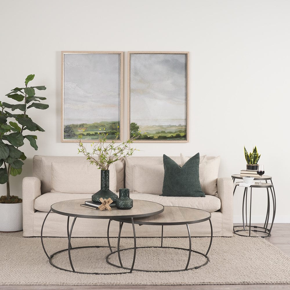 Mercana - Clapp Round Light Brown W/ White Wash Wood and Silver Metal Nesting Coffee Tables (Set of 2) - 70594 view 10