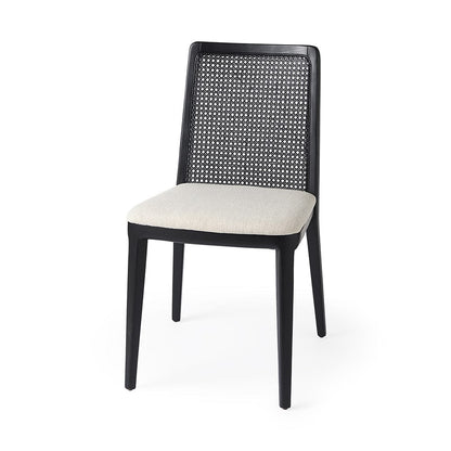 Mercana - Clara Black Wood W/ Cream Fabric Seat and Cane Back Armless Dining Chair (Set of 2) - 69350 view 1