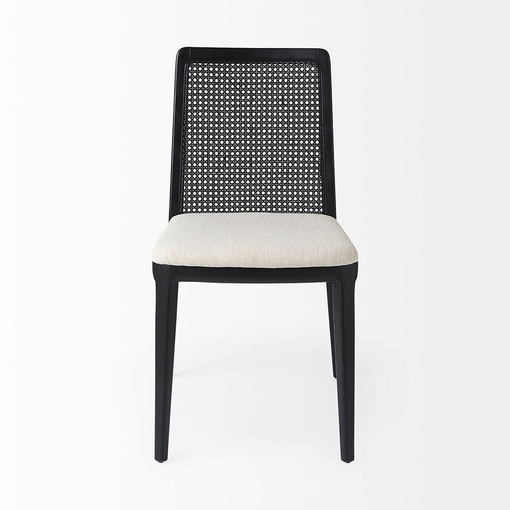 Mercana - Clara Black Wood W/ Cream Fabric Seat and Cane Back Armless Dining Chair (Set of 2) - 69350 view 2