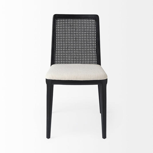 Mercana - Clara Black Wood W/ Cream Fabric Seat and Cane Back Armless Dining Chair (Set of 2) - 69350 view 2