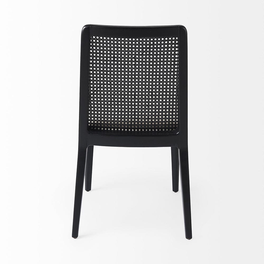 Mercana - Clara Black Wood W/ Cream Fabric Seat and Cane Back Armless Dining Chair (Set of 2) - 69350 view 4