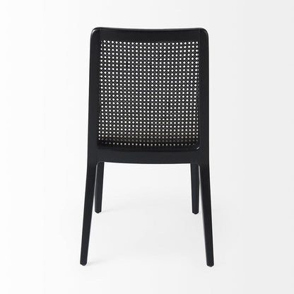 Mercana - Clara Black Wood W/ Cream Fabric Seat and Cane Back Armless Dining Chair (Set of 2) - 69350 view 4