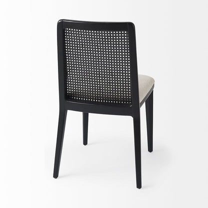 Mercana - Clara Black Wood W/ Cream Fabric Seat and Cane Back Armless Dining Chair (Set of 2) - 69350 view 5