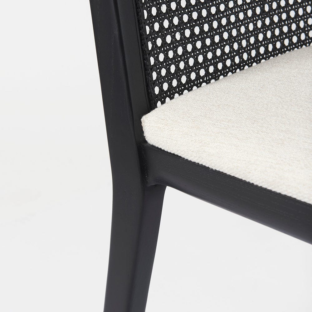 Mercana - Clara Black Wood W/ Cream Fabric Seat and Cane Back Armless Dining Chair (Set of 2) - 69350 view 8