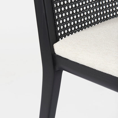 Mercana - Clara Black Wood W/ Cream Fabric Seat and Cane Back Armless Dining Chair (Set of 2) - 69350 view 8