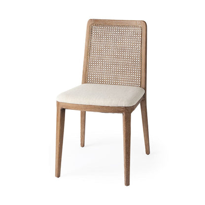 Mercana - Clara Light Brown Wood W/ Cream Fabric Seat and Cane Back Armless Dining Chair (Set of 2) - 69349 view 1