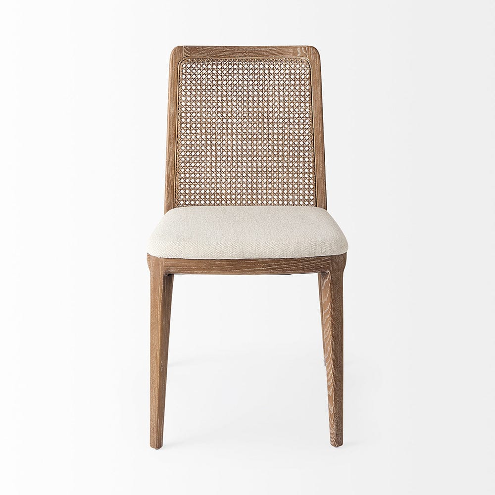 Mercana - Clara Light Brown Wood W/ Cream Fabric Seat and Cane Back Armless Dining Chair (Set of 2) - 69349 view 2