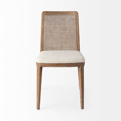 Mercana - Clara Light Brown Wood W/ Cream Fabric Seat and Cane Back Armless Dining Chair (Set of 2) - 69349 view 2