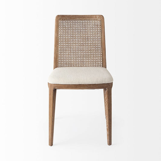 Mercana - Clara Light Brown Wood W/ Cream Fabric Seat and Cane Back Armless Dining Chair (Set of 2) - 69349 view 2