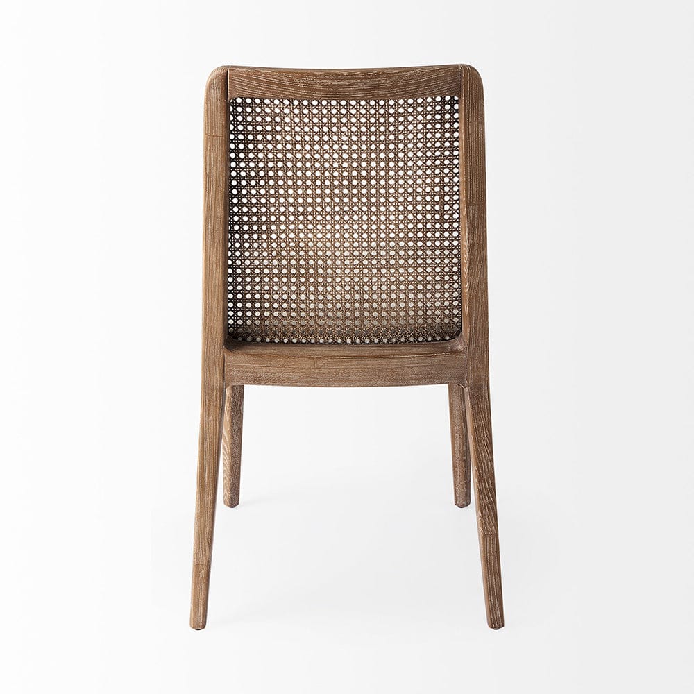 Mercana - Clara Light Brown Wood W/ Cream Fabric Seat and Cane Back Armless Dining Chair (Set of 2) - 69349 view 4