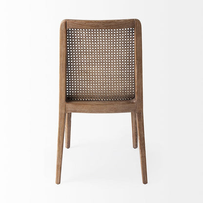 Mercana - Clara Light Brown Wood W/ Cream Fabric Seat and Cane Back Armless Dining Chair (Set of 2) - 69349 view 4