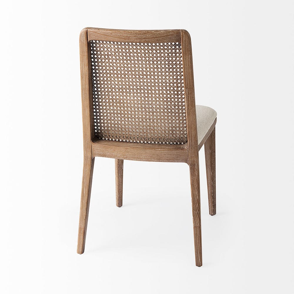 Mercana - Clara Light Brown Wood W/ Cream Fabric Seat and Cane Back Armless Dining Chair (Set of 2) - 69349 view 5