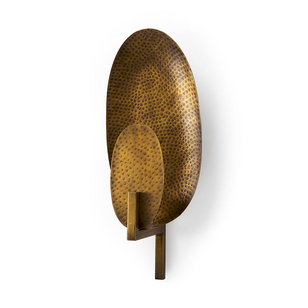 Mercana - Clarence 7.0L x 5.3W x 17.0H Metal Hammered Gold Round Wall Sconce - 68776 view 1