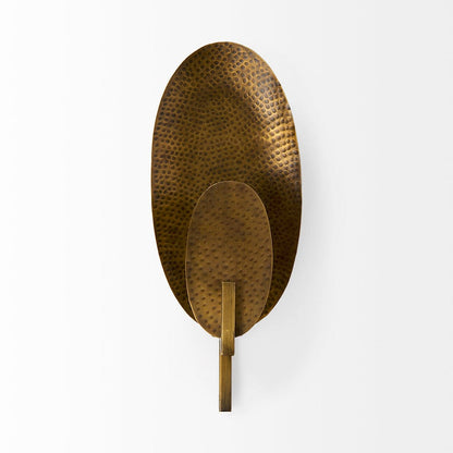 Mercana - Clarence 7.0L x 5.3W x 17.0H Metal Hammered Gold Round Wall Sconce - 68776 view 2