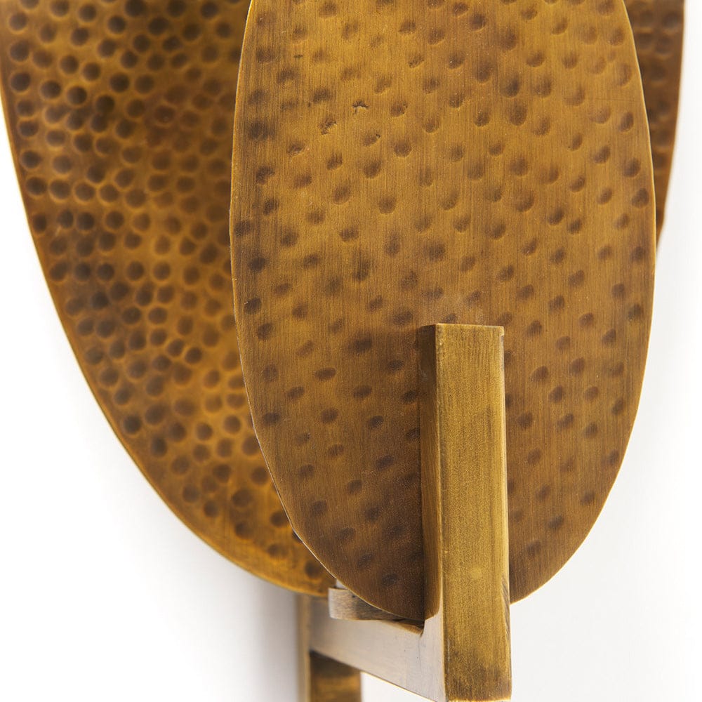 Mercana - Clarence 7.0L x 5.3W x 17.0H Metal Hammered Gold Round Wall Sconce - 68776 view 6