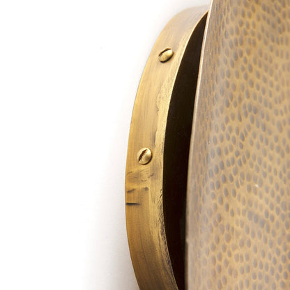 Mercana - Clarence 7.0L x 5.3W x 17.0H Metal Hammered Gold Round Wall Sconce - 68776 view 7