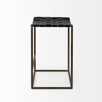 Mercana - Clarissa 18.0L x 16.0W x 26.25H Black Woven Leather Seat W/ Gold Frame Counter Stool - 69392 view 2
