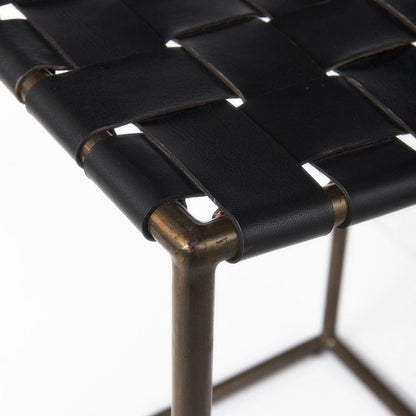 Mercana - Clarissa 18.0L x 16.0W x 26.25H Black Woven Leather Seat W/ Gold Frame Counter Stool - 69392 view 4