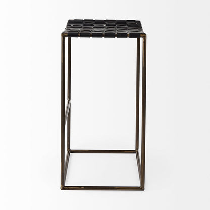 Mercana - Clarissa 18.0L x 16.0W x 30.25H Black Woven Leather Seat W/ Gold Frame Bar Stool - 69394_CLOSEOUT view 3