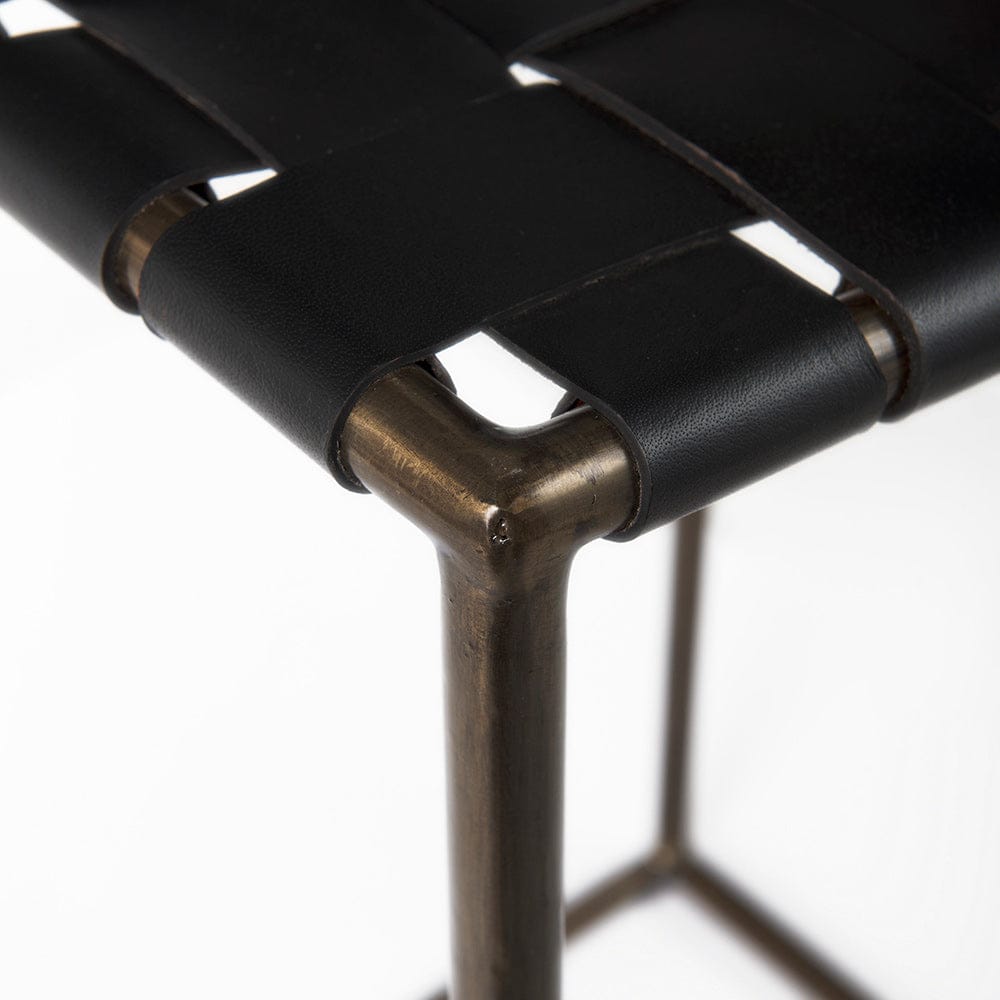 Mercana - Clarissa 18.0L x 16.0W x 30.25H Black Woven Leather Seat W/ Gold Frame Bar Stool - 69394_CLOSEOUT view 5
