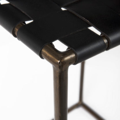 Mercana - Clarissa 18.0L x 16.0W x 30.25H Black Woven Leather Seat W/ Gold Frame Bar Stool - 69394_CLOSEOUT view 5