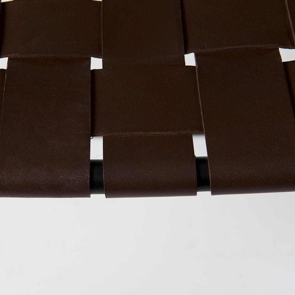 Mercana - Clarissa 22.0L x 16.0W x 16.5H Brown Leather Woven Seat W/ Black Metal Frame Stool - 69397 view 6