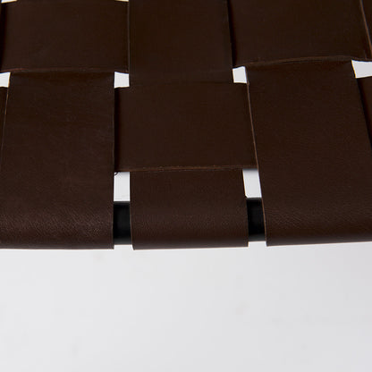 Mercana - Clarissa 22.0L x 16.0W x 16.5H Brown Leather Woven Seat W/ Black Metal Frame Stool - 69397 view 6