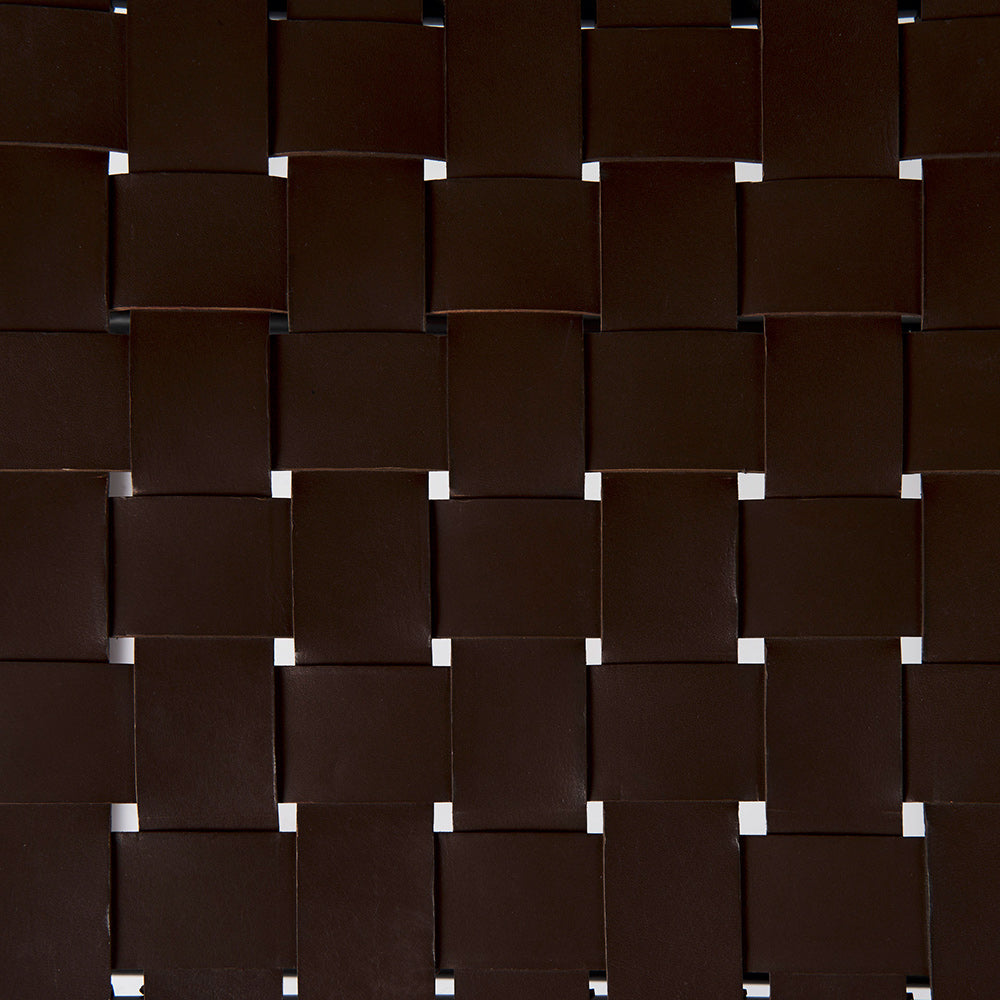 Mercana - Clarissa 22.0L x 16.0W x 16.5H Brown Leather Woven Seat W/ Black Metal Frame Stool - 69397 view 7