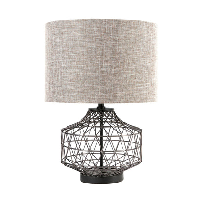 Mercana - Clark 20"H Bronze Barrel Metal Base Beige Linen Shade Table Lamp - 67703_CLOSEOUT view 1