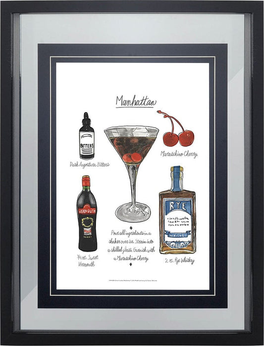 Mercana - Classic Cocktail - Manhattan by Mercana Studio a Framed Art Print Matted under Glass - 10818 view 2