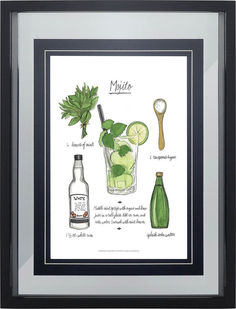 Mercana - Classic Cocktail - Mojito by Naomi McCavitt a Framed Art Print Matted under Glass - 10822 view 2