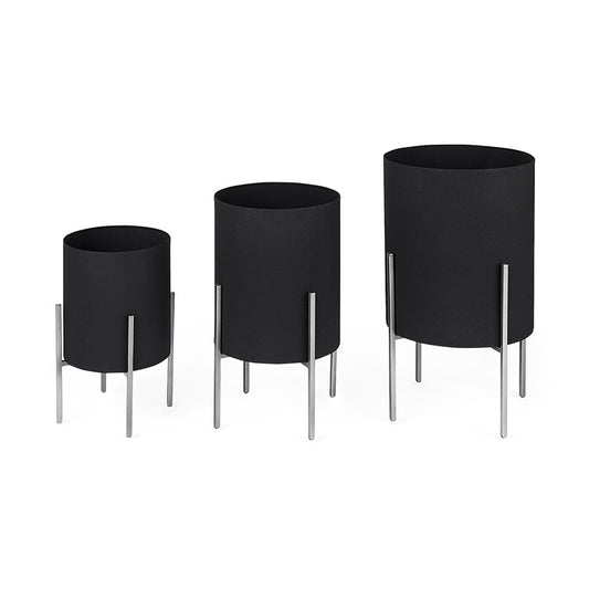 Mercana - Claypoole Black Plant Stands (Set of 3) - 68841_CLOSEOUT view 1