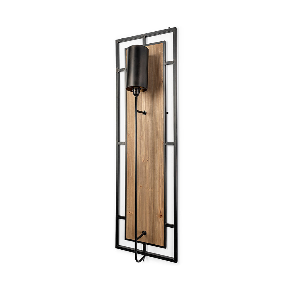 Mercana - Cleo 16.9x57.1 Black Metal and Wood Rectangular Wall Sconce - 68988_CLOSEOUT view 1