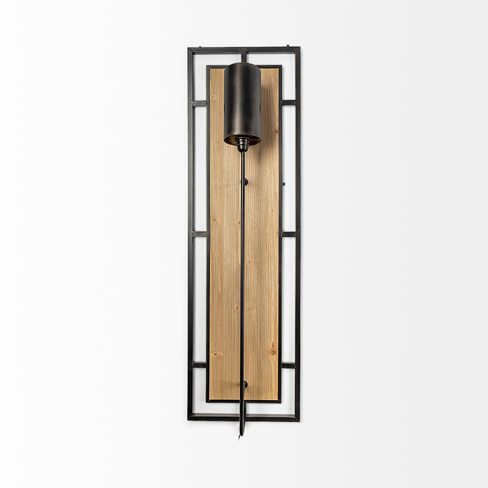 Mercana - Cleo 16.9x57.1 Black Metal and Wood Rectangular Wall Sconce - 68988_CLOSEOUT view 2