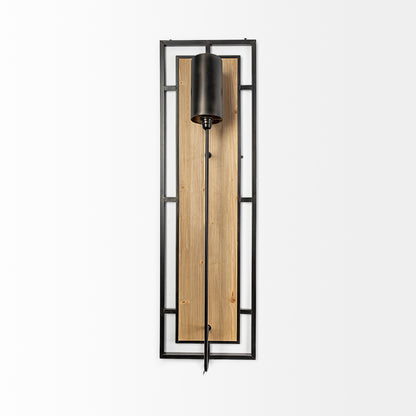 Mercana - Cleo 16.9x57.1 Black Metal and Wood Rectangular Wall Sconce - 68988_CLOSEOUT view 2