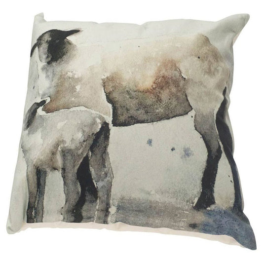Mercana - Clover 18 x 18 Gray Watercolor Lambs Decorative Pillow Cover - 56032_CLOSEOUT view 1
