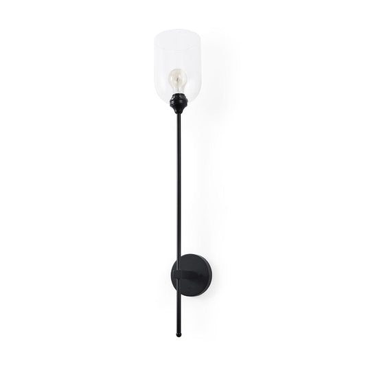 Mercana - Clyde 6.0L x 8.0W x 37.0H Matte Black W/Glass Round Wall Sconce - 69677 view 1