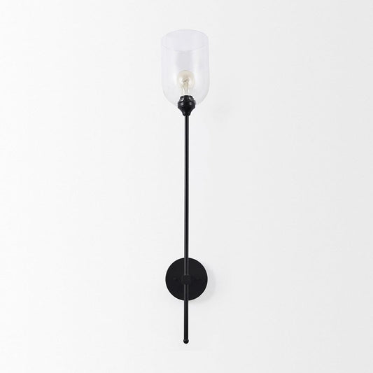 Mercana - Clyde 6.0L x 8.0W x 37.0H Matte Black W/Glass Round Wall Sconce - 69677 view 2