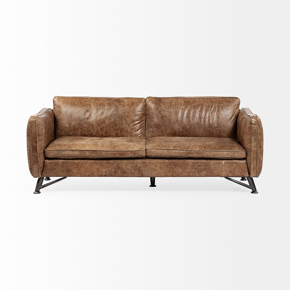 Mercana - Cobain I 84" Brown Leather Two Seater Sofa - 67680 view 2
